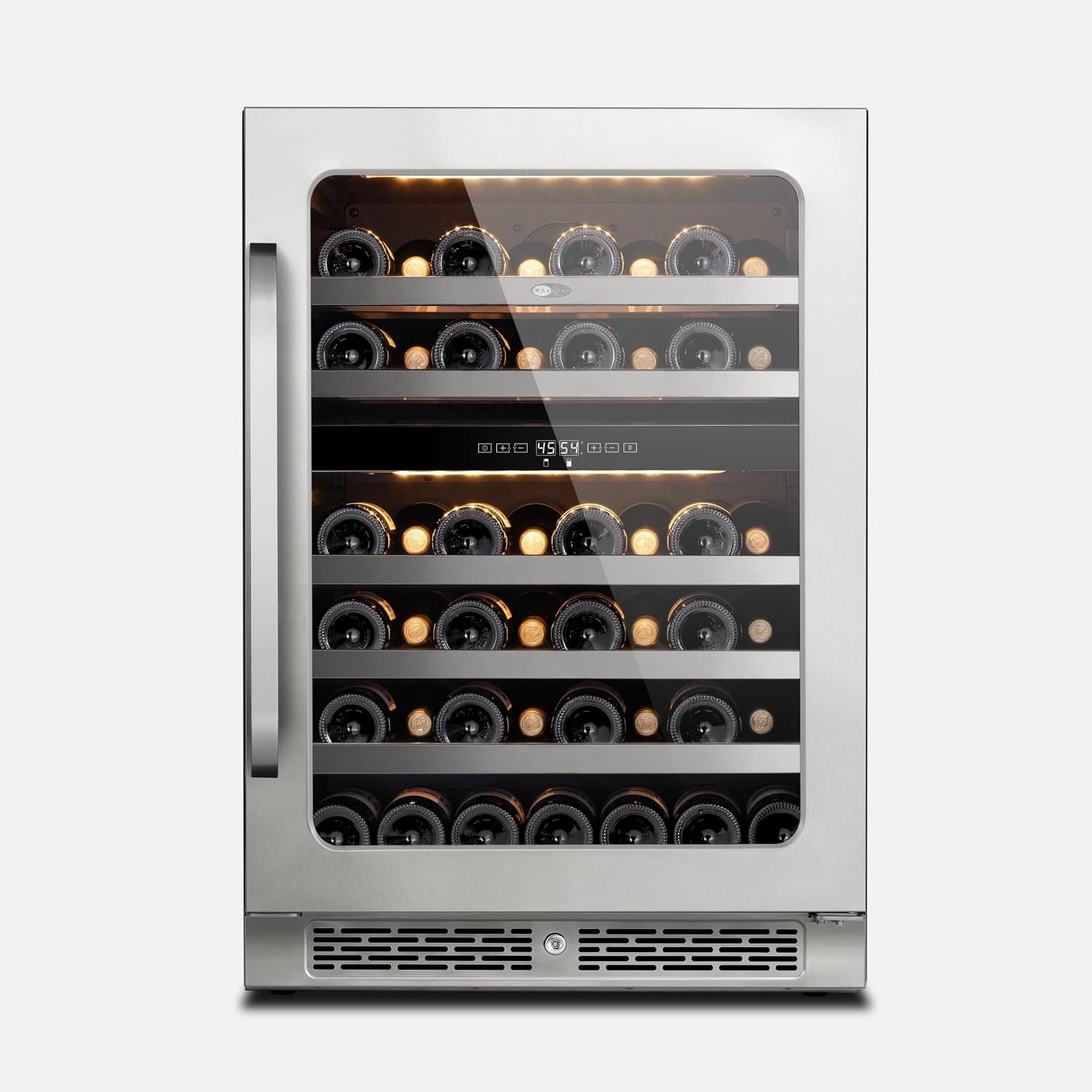 Whynter BSR-046DW 24 inch Built-ln 46 Bottle Undercounter Stainless Steel Wine Fridge with Reversible Door, Digital Control, Lock, and Carbon Filter