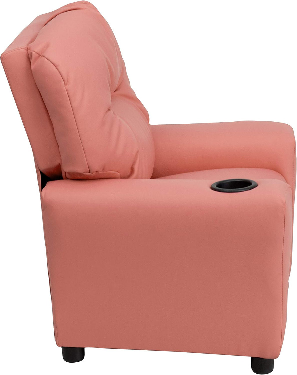 EMMA + OLIVER Pink Vinyl Kids Recliner with Cup Holder