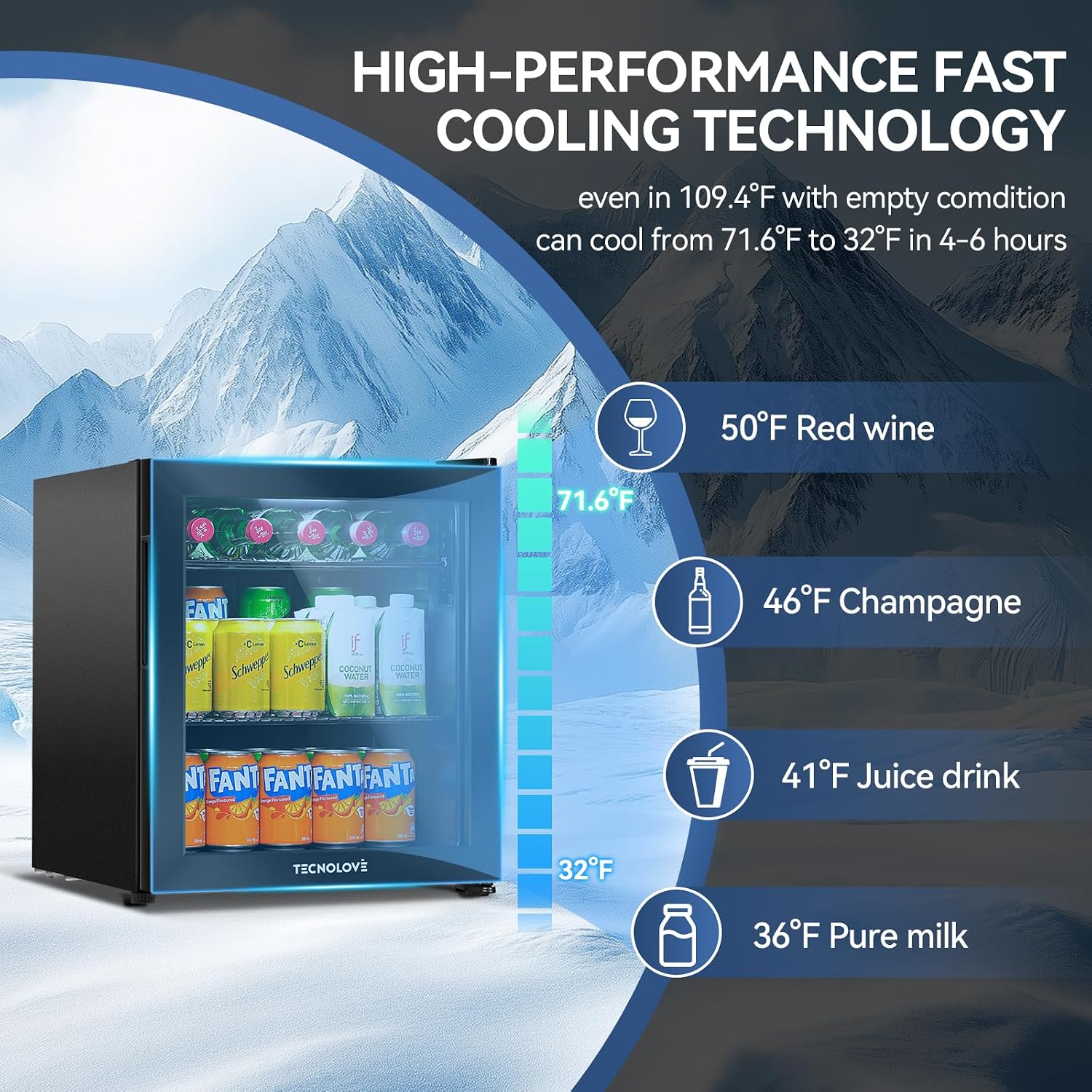 Beverage Refrigerator Cooler,Mini Fridge,Free Standing,1.6 Cu.Ft Cools Down To 32 ℉,Stainless Steel,LED Touchscreen Digital Temp Control,Under Counter,Double-layer Glass Door,Adjustable Shelves,Black