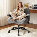 DurayLoly Criss Cross Chair with Wheels,Flip Up Arms,Wide Seat,Teddy Fleece,Adjustable Height,Cross Legged Desk Chair for Bedroom,Dorm,Home Office,Grey