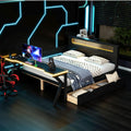 Harper & Bright Designs Full Size Gaming Loft Bed with Charging Station & LED Headboard, Built-in Desk with Outlets & USB/Type-C Ports, 2 Storage Drawers for Modern Living, Black