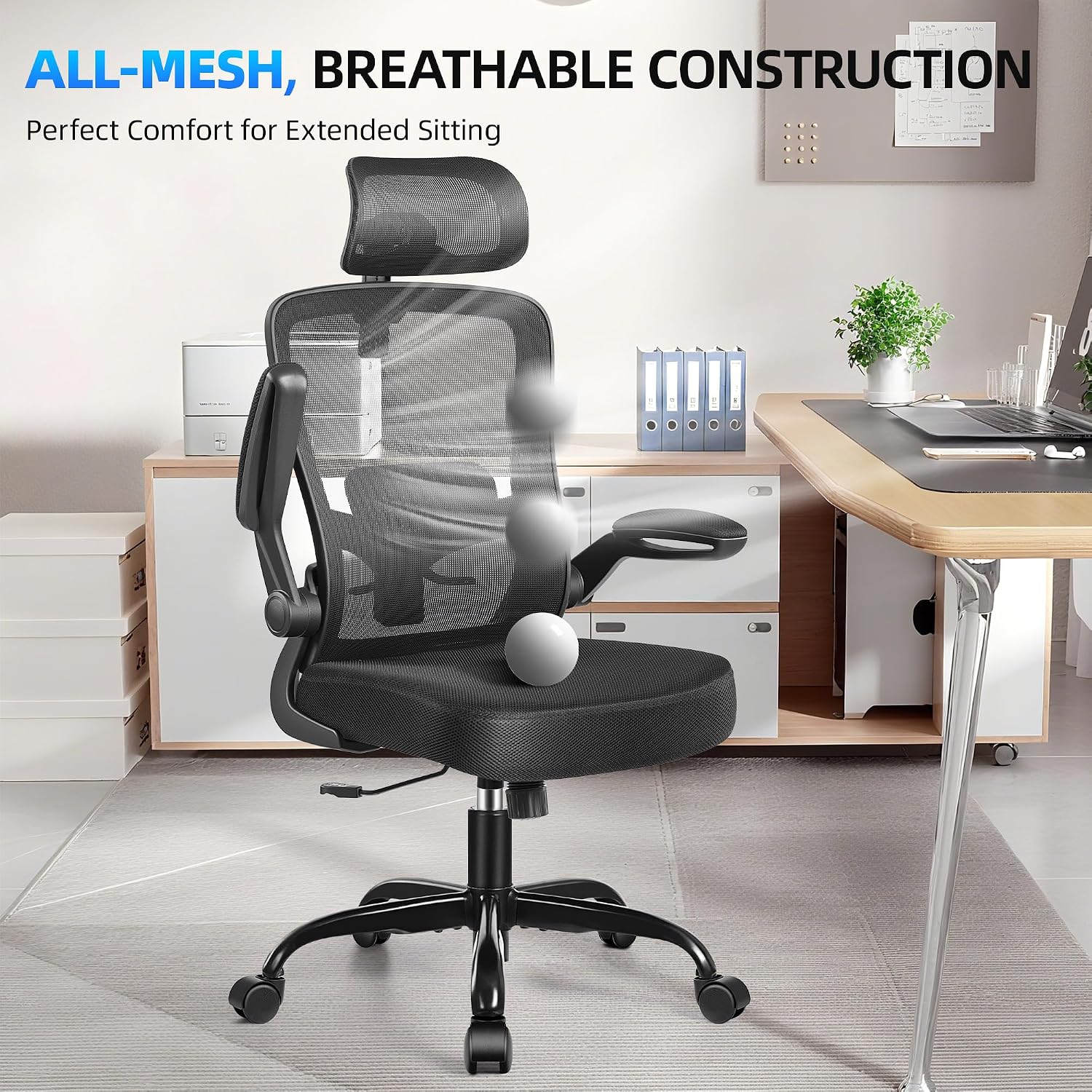 FelixKing Office Chair, Desk Chair with Adjustable Lumbar Support, Ergonomic Computer Chair with High Back and Armrest, Adjustable Height Gaming Chair Home Office Swivel Chair(Black)