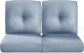 Pop 22x25/22x24 Outdoor Seat Cushions Set of 2 - Comfortable High Back Water-Resistant Patio Wicker Chairs Cushion for Dining Rocker Glider Loveseat Couch Sectional Sofa - Baby Blue/Button