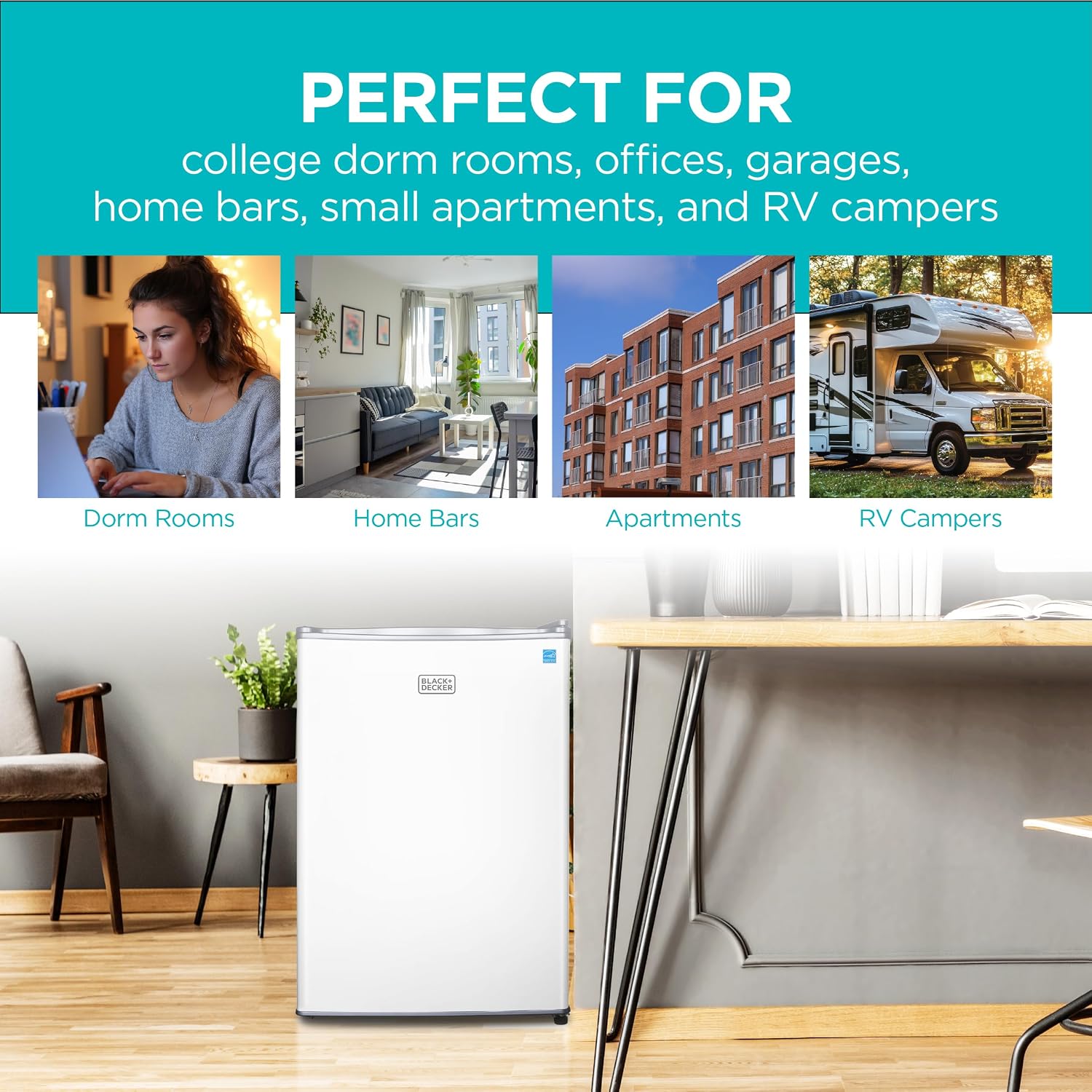 BLACK+DECKER 2.5 Cu. Ft. Compact Refrigerator, ENERGY STAR Certified, Single Door Mini Fridge with Chiller Compartment, Personal Fridge for Home or Dorm Room, R600a Refrigerant, BCRK25W, White