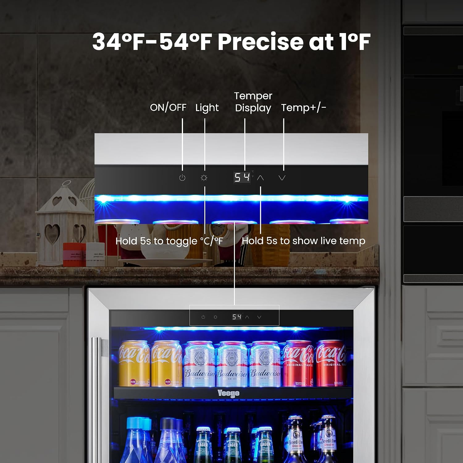 Yeego 24-Inch Built-In Beverage Refrigerator (2 Pack) - Large Capacity Drink Cooler with Glass Door, Auto Defrost Beverage & Wine Fridge for Cans and Bottles, Under Counter & Freestanding