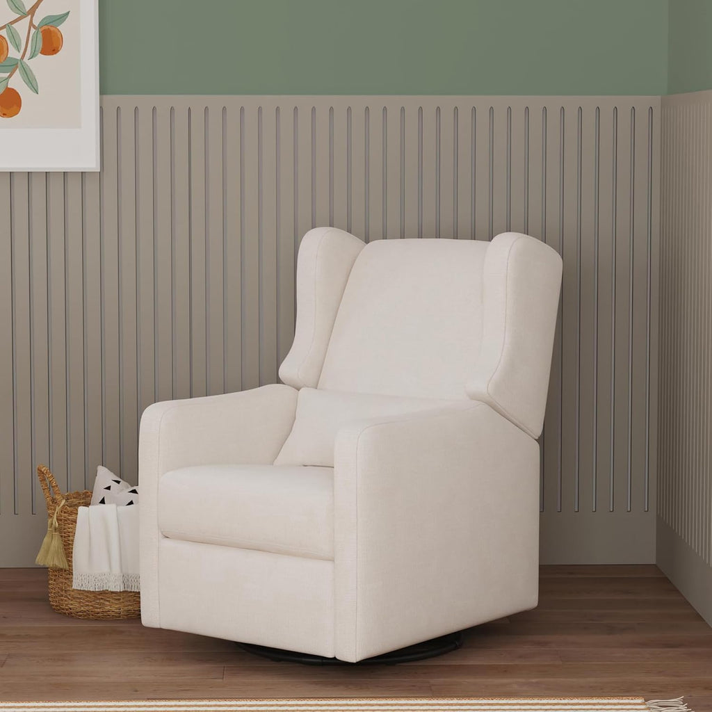 Carter's Arlo Glider Recliner Nursery Chair - Water & Stain Resistant Glider Rocking Chair for Nursery - GREENGUARD Gold, FSC & Certi-PUR US Certified - Cozy Cream Swivel Rocker Recliner Chair