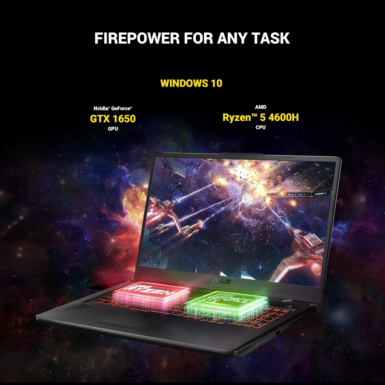 ASUS TUF Gaming A17 Gaming Laptop, 17.3â€ 144Hz FHD IPS-Type Display, AMD Ryzen 5 4600H, GeForce GTX 1650, 8GB DDR4, 512GB PCIe SSD, RGB Keyboard, Windows 11 Home, Bonfire Black Color, FA706IH-RS53