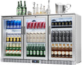 53 inch 11.7 cu.ft Back Bar Cooler Commercial Counter Height Beverage Refrigerator with 3 Glass Doors & LED Lighting, Stainless Steel Beer Fridge for Home Bar Restaurant, Sliver, 115V, ETL Approved