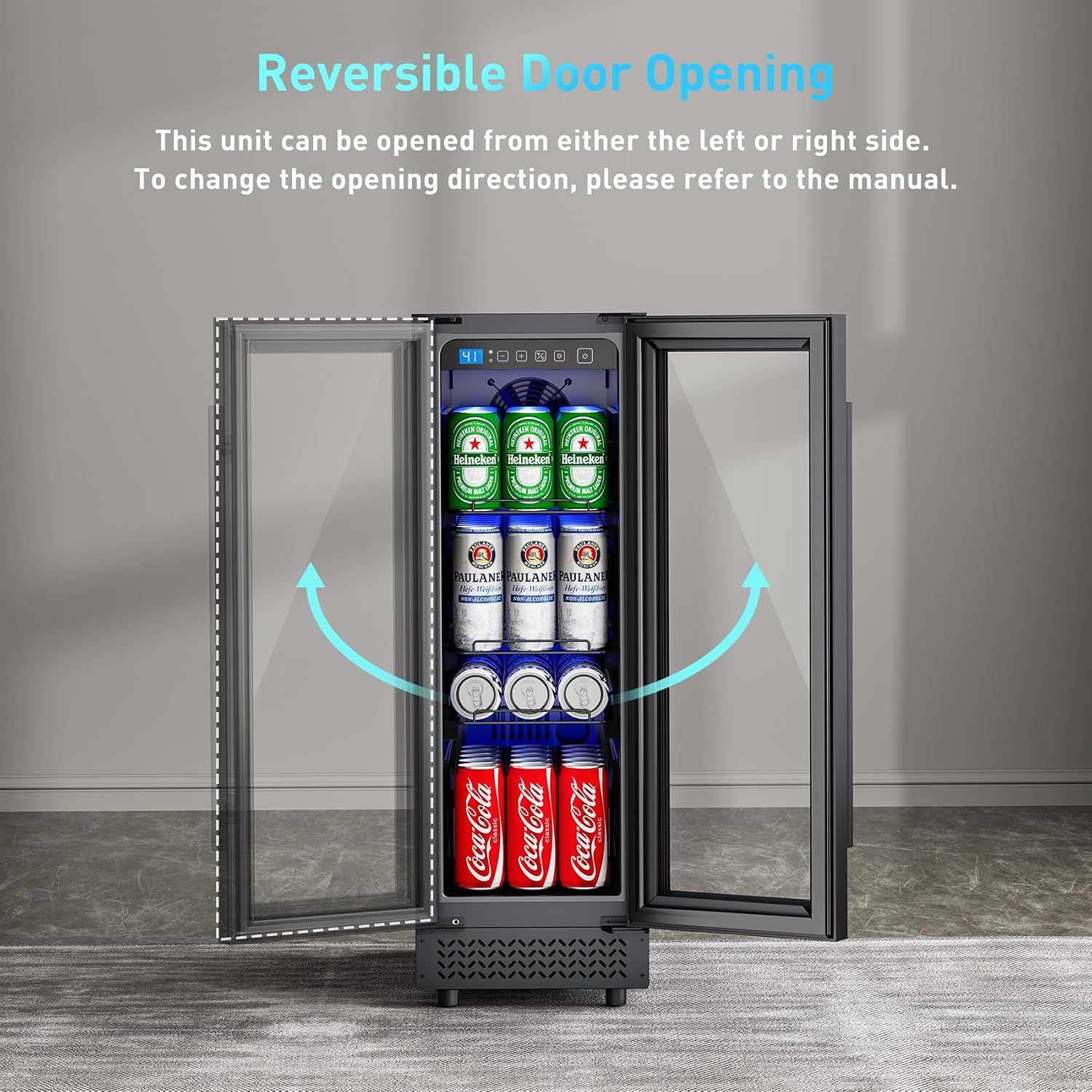60 Can Beverage Refrigerator Cooler for Cubicle under Desk/Counter Office Camping, 2 Cu.Ft Drink Fridge Beverage Cooler with Glass Door for Water Juices Cola Bottles