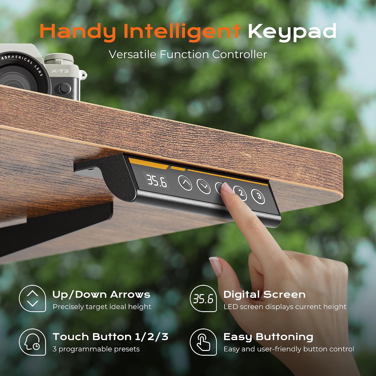 Huuger 63 x 28 Large Electric Standing Desk, Height Adjustable Computer Desk, 27.6' Deep Desktop, Stand up Gaming Office Table with 2 Hooks, 3 Preset Heights, for Home Office, Rustic Brown