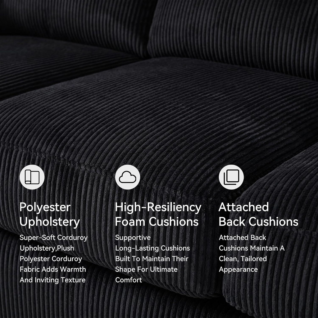 Signature Design by Ashley SimpleJoy Modern Sofa for Living Room, Black