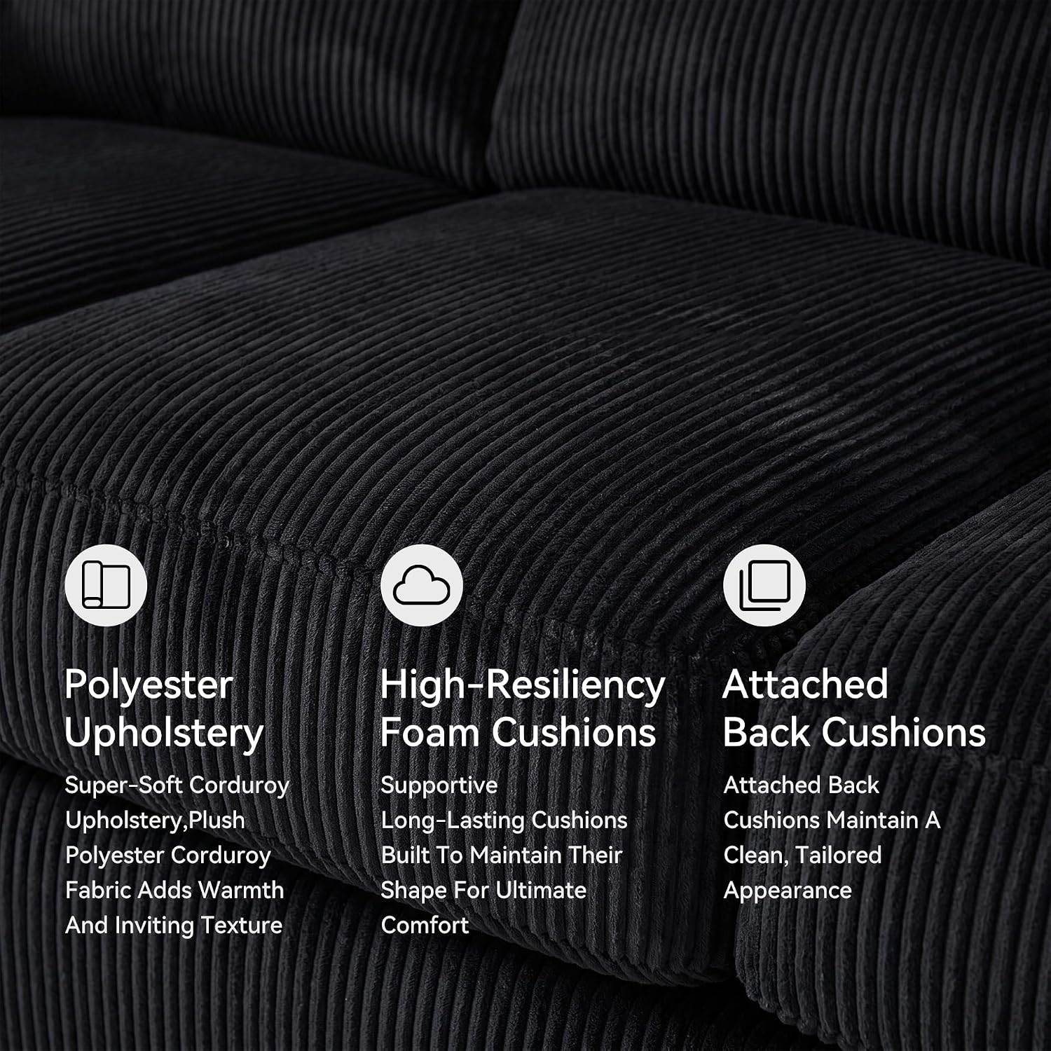 Signature Design by Ashley SimpleJoy Modern Sofa for Living Room, Black