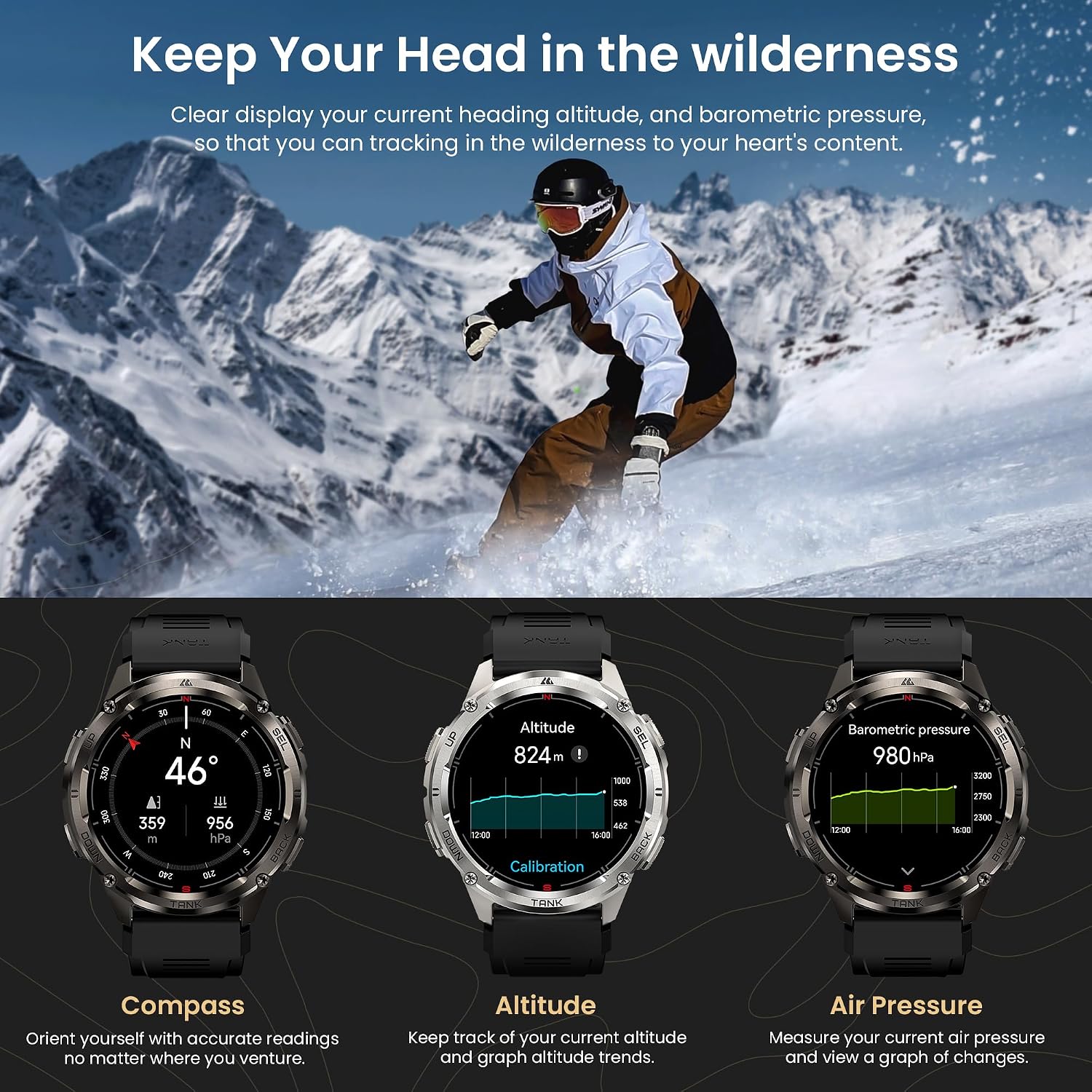 KOSPET Tank T3 Ultra 2 Smart Watch for Men GPS, Extra-Long Battery, Full Stainless Steel Body Rugged Smartwatch with Bluetooth Calling, 1.43' AMOLED Display, Pressure&Altitude&Compass