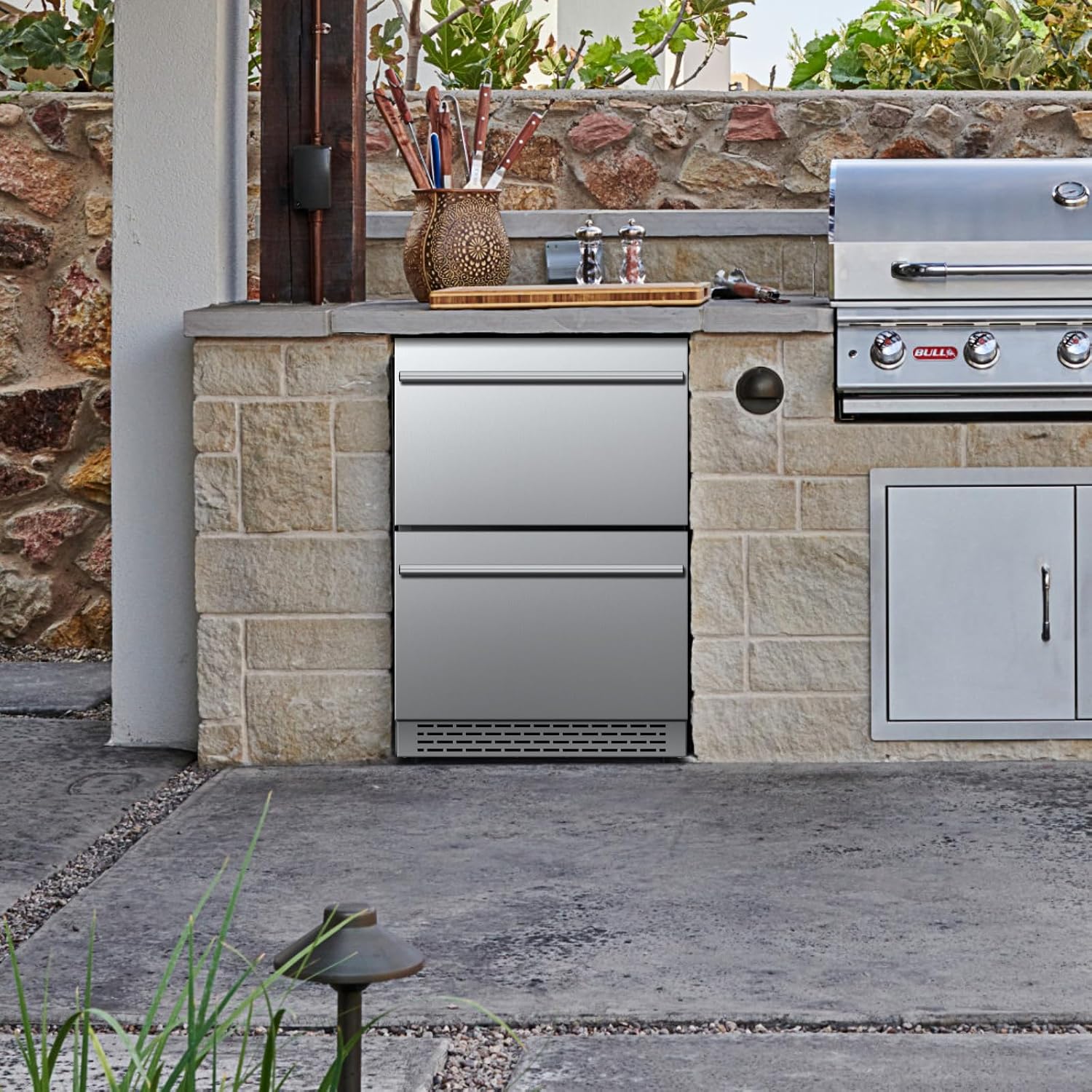 24 Inch Outdoor Drawer Refrigerator, Stainless Steel Door Under Counter Drawer Fridge Freestanding or Built-in, Beverage Cooler Refrigerator for Home Kitchen Commercial,Fast Cool,Low Noise