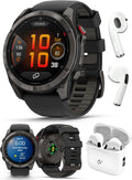 PlayBetter Garmin Fenix 8 Pro AMOLED Sapphire (51mm, Carbon Gray DLC Titanium) Multisport GPS Smartwatch Bundle - 1.4' Touchscreen, inReach Technology Wireless Running Earbuds