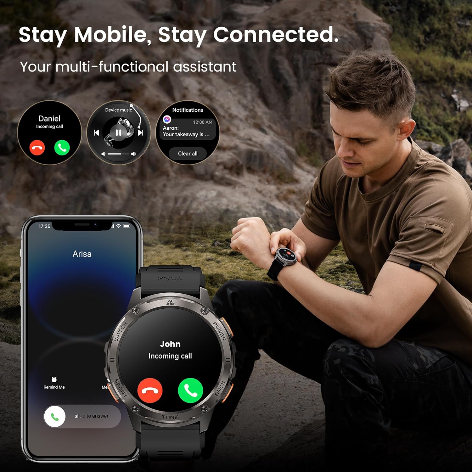 KOSPET Smart Watch for Men, 60 Days Extra-Long Battery, 50M Waterproof for Swimming, Rugged Military Full Metal Body Smartwatch, 1.43' AMOLED Always-On Fitness Watch(Answer/Make Calls) AI Voice