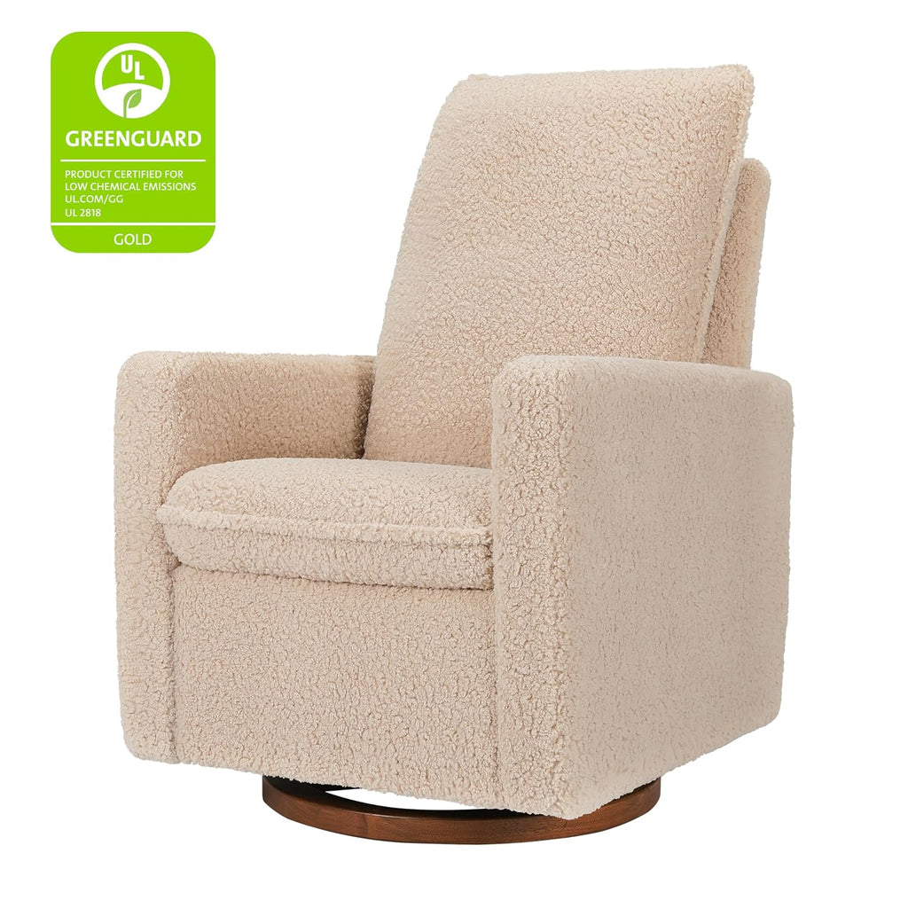 Babyletto Cali Pillowback Swivel Glider in Chai Shearling, Greenguard Gold and CertiPUR-US Certified