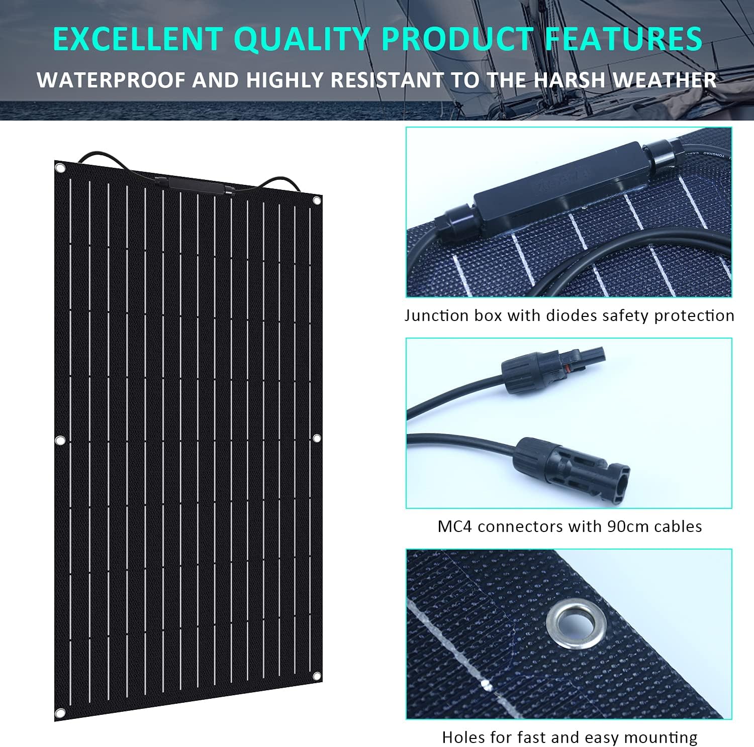 700W Solar & Wind Power Kits Home Off-Grid System for Charging 12V Battery：400W Wind Turbine Generator + 300W ETFE Flexible Mono Solar Panel + Hybrid Charge Controller+ 1000W 12V Inverter