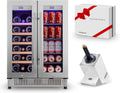 Cobalance 24 Inch Dual Zone Wine and Beer Refrigerator-72 Cans and 20 Bottles Cooler, & Single Bottle Wine Chiller,Built-in or Freestanding Fridge for Beer, Soda, Drinks, Home, Bar