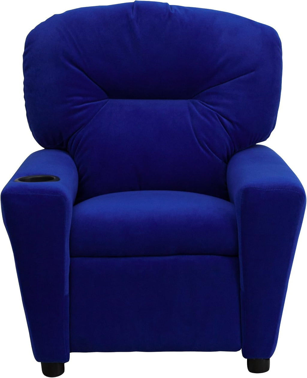 EMMA + OLIVER Blue Microfiber Kids Recliner with Cup Holder