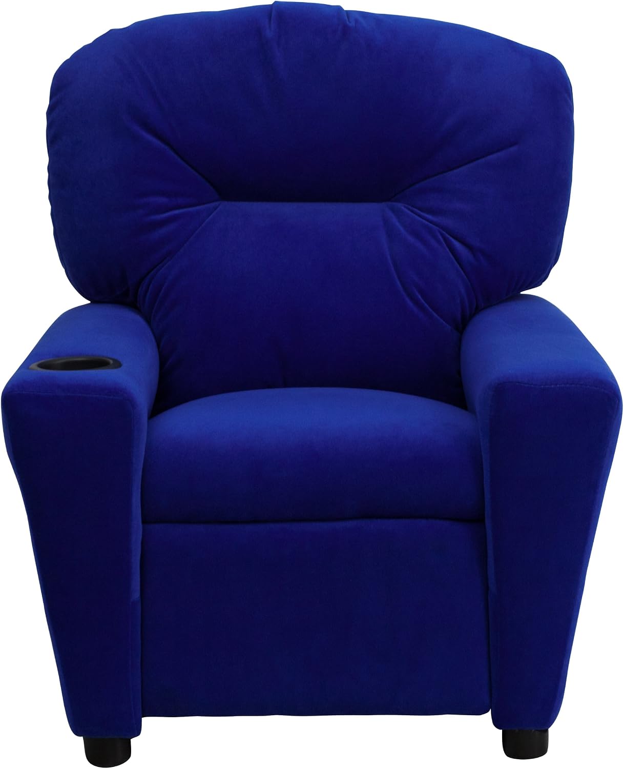 EMMA + OLIVER Blue Microfiber Kids Recliner with Cup Holder