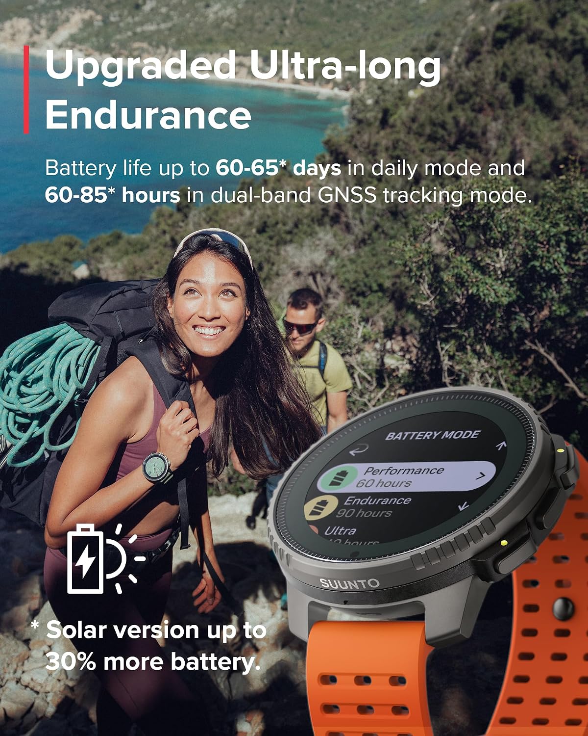 SUUNTO Vertical GPS Adventure Watch, Activity Tracker w/Dual-Band GNSS & Offline Maps, Supports 95+ Sports, Training Metrics & Recovery Insights, Solar Charging Opt. for 1yr Daily Use