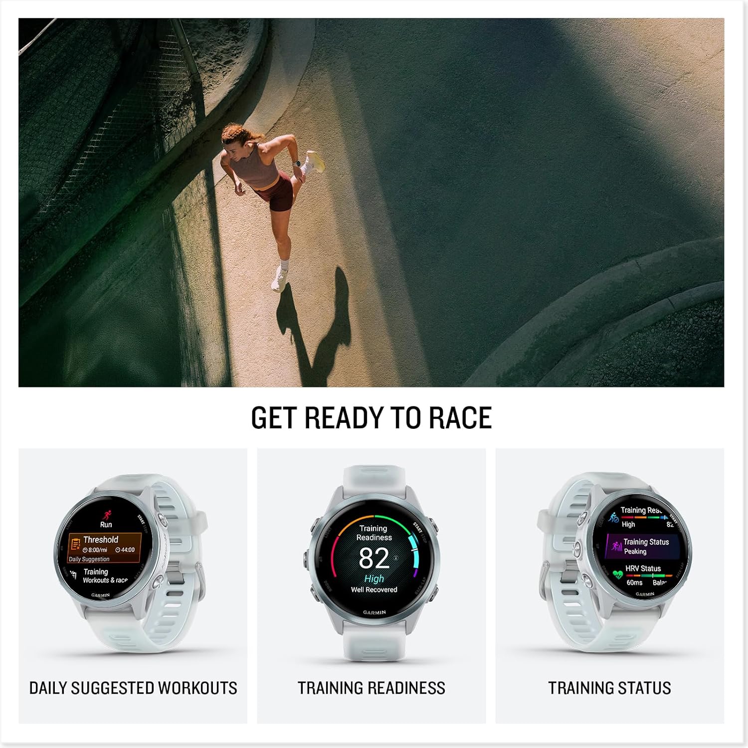 Garmin Forerunner 570 Running Smartwatch, 42MM WiFi, GPS Fitness Watch for Men and Women, Cloud Blue Aluminum with Translucent Whitestone/Cloud Blue Band + Access 600 Fitness Monitor XS-S + More