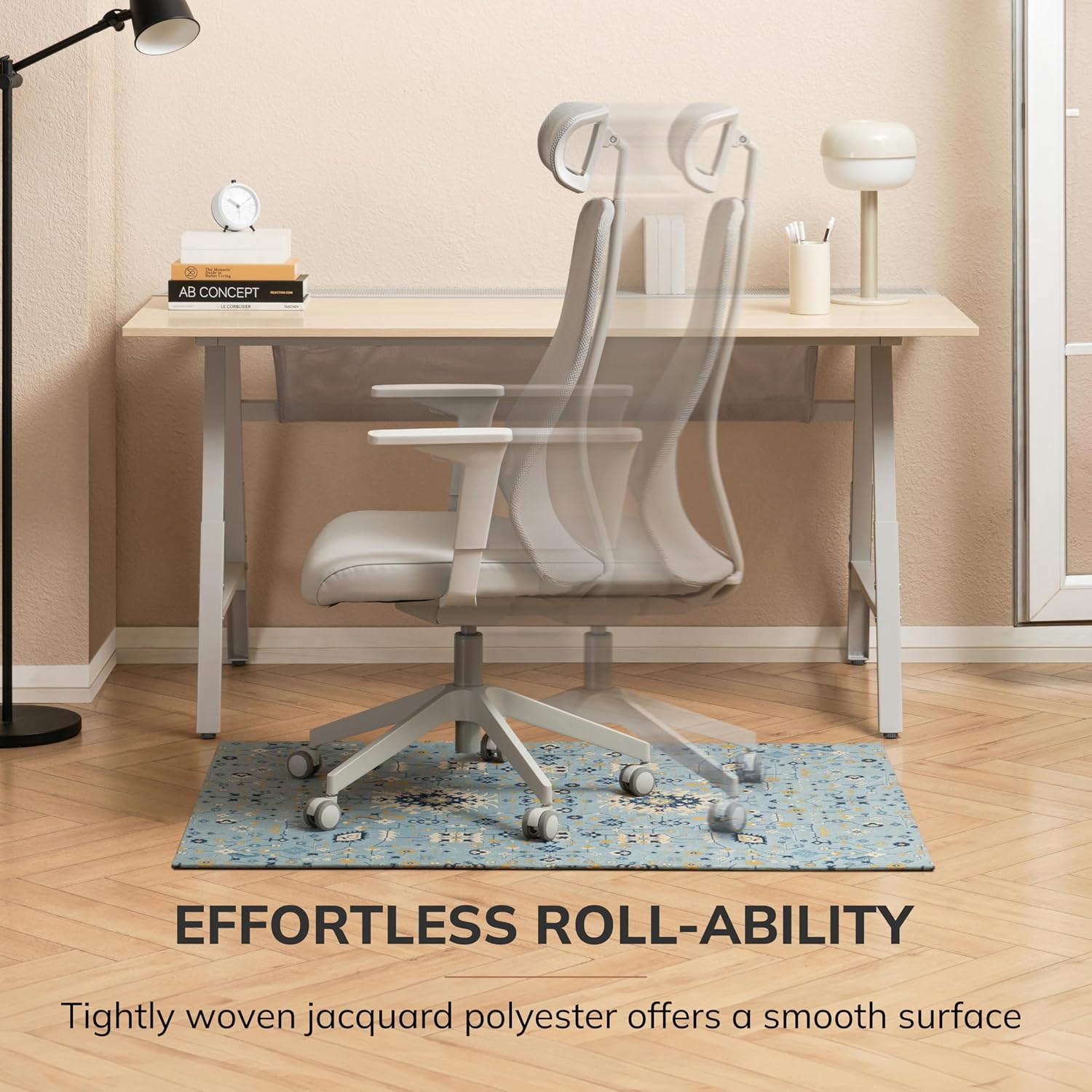 Anji Mountain Rug'd Office Chair Mat for Carpet & Hardwood Floor - Jacquard Woven, Anti-Slip Backing, Low Pile, Floor Protector Desk Chair Mat, Office Rugs for Rolling Chairs (Breeze - 36' x 48')