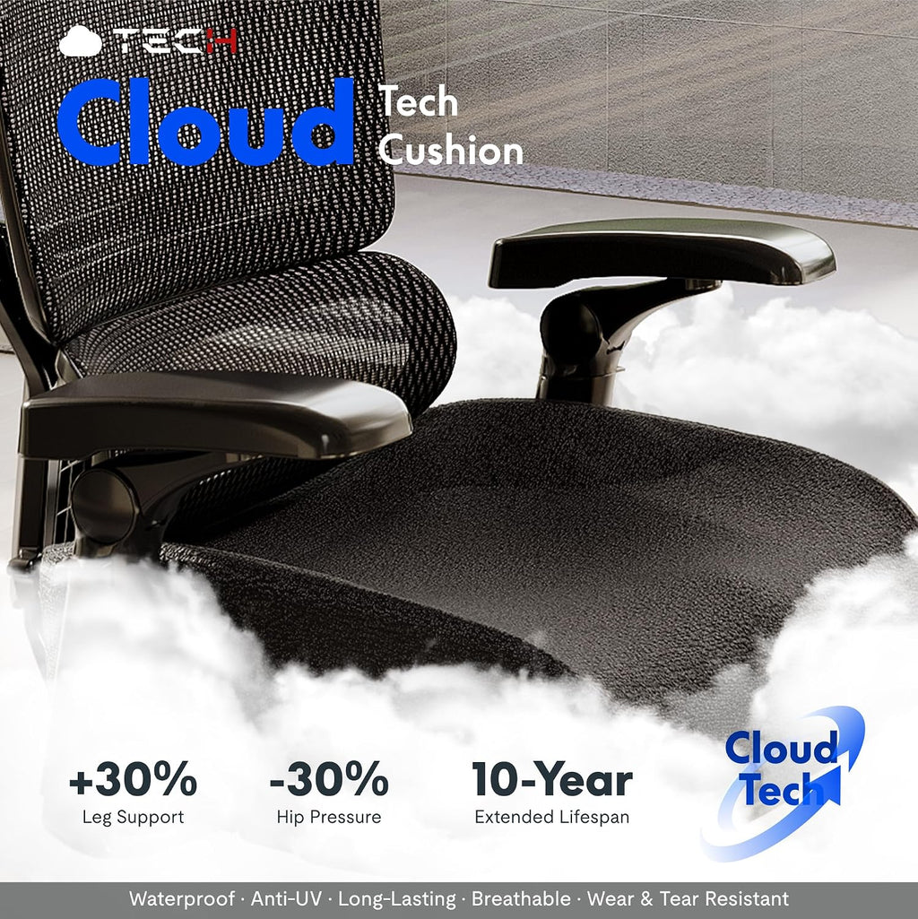 FLEXISPOT ErgoX-PRO Ergonomic Office Chair Black – Cloudtech Cushion, 5D Lumbar, 7D Armrests, 4D Headrest, 551LBS Capacity – Office, Gaming, Home