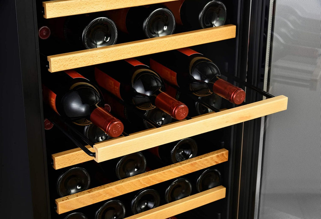 EdgeStar CWF440SZ 20 Inch Wide 44 Bottle Capacity Free Standing Wine Cooler with Reversible Door and LED Lighting