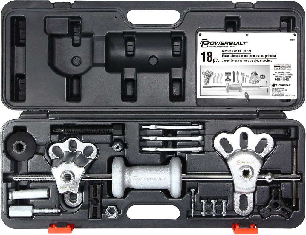 Powerbuilt Slide Hammer Puller Tool Kit, Jaw Pullers, Remove Car Seals and Bearings Set, Front and Rear Wheel Drive Vehicles - 940369, Silver