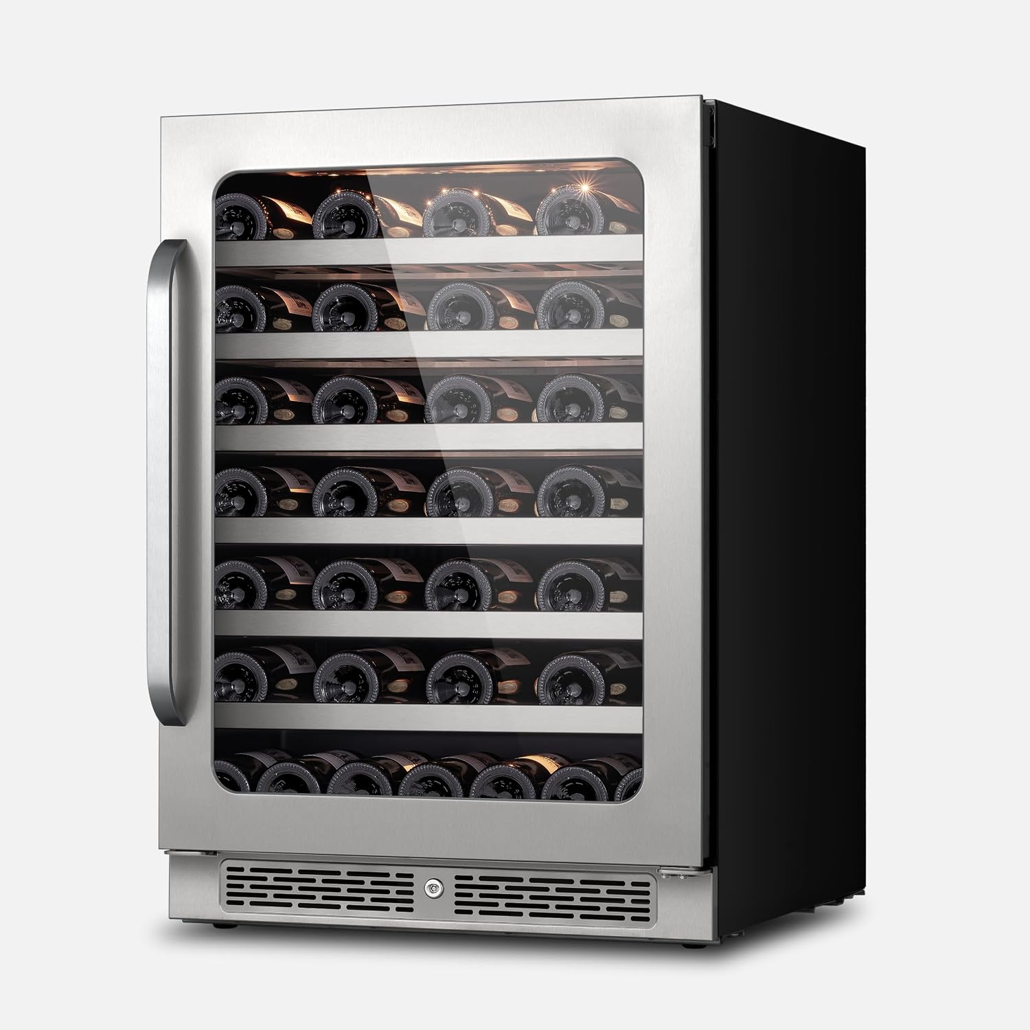 Whynter BSR-054SW 24 inch Built-ln 54 Bottle Undercounter Stainless Steel Wine Fridge with Reversible Door, Digital Control, Lock, and Carbon Filter