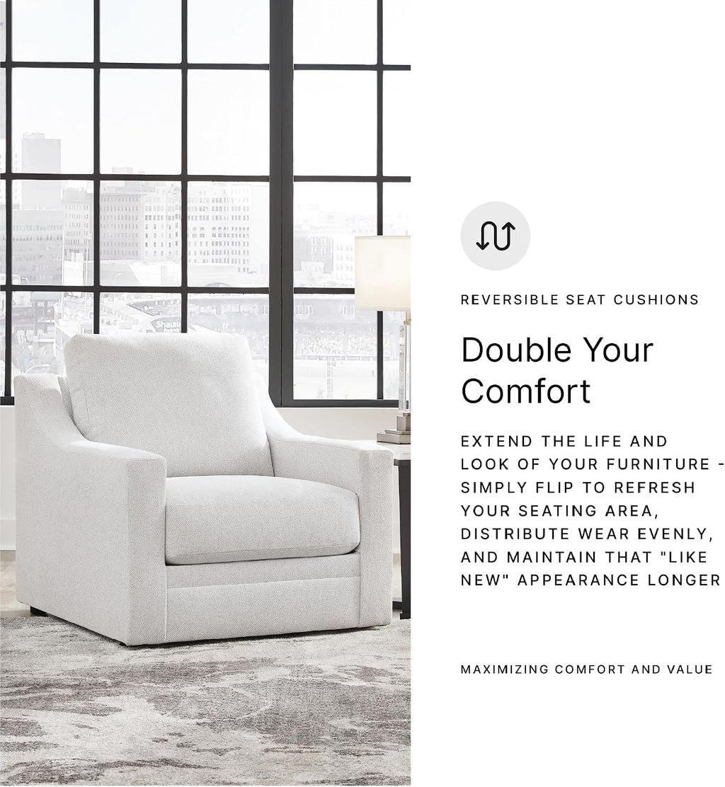 Signature Design by Ashley Maitelynn Contemporary Upholstered Chair with Non-Skid Legs, White
