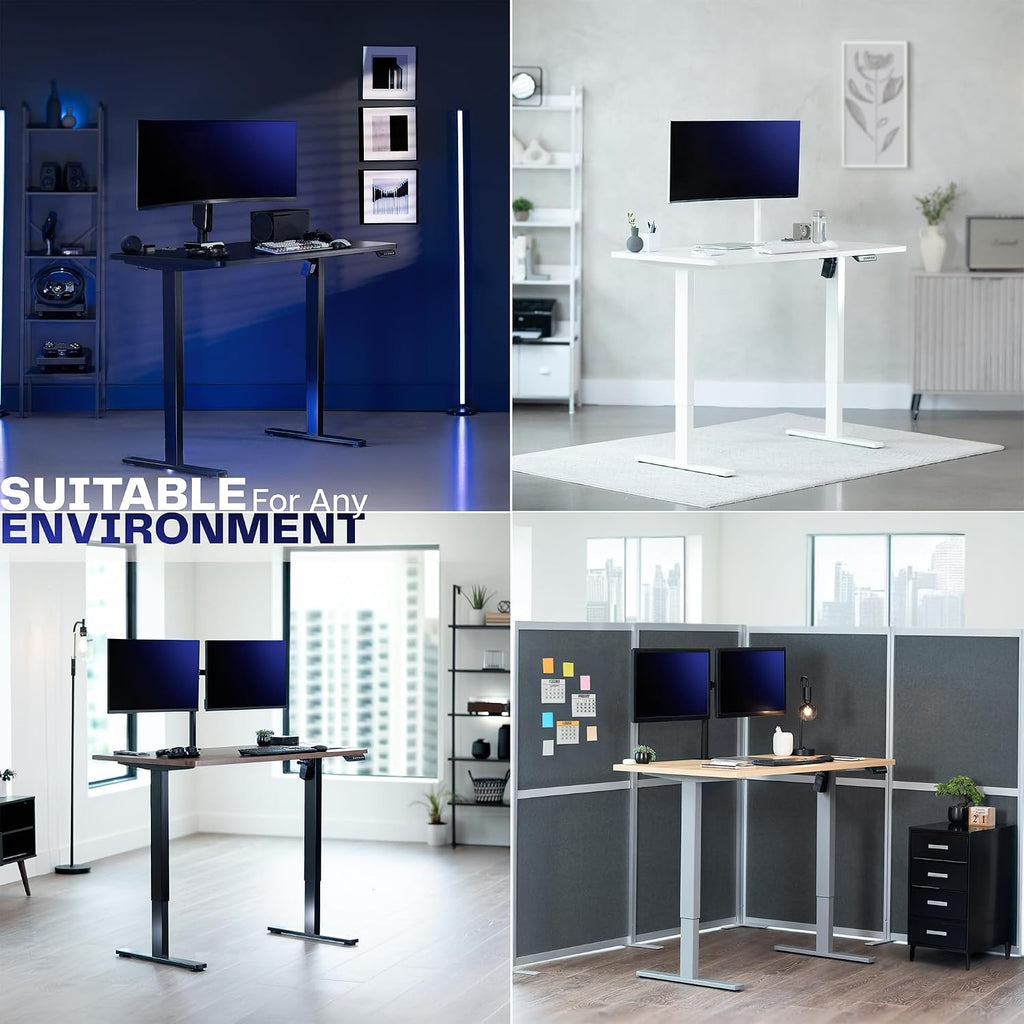 VIVO Electric 63 x 32 in Standing Desk, Memory Height Adjustment, 1B Series, Holds 220 lbs, White Top White Frame, DESK-KIT-1W1W