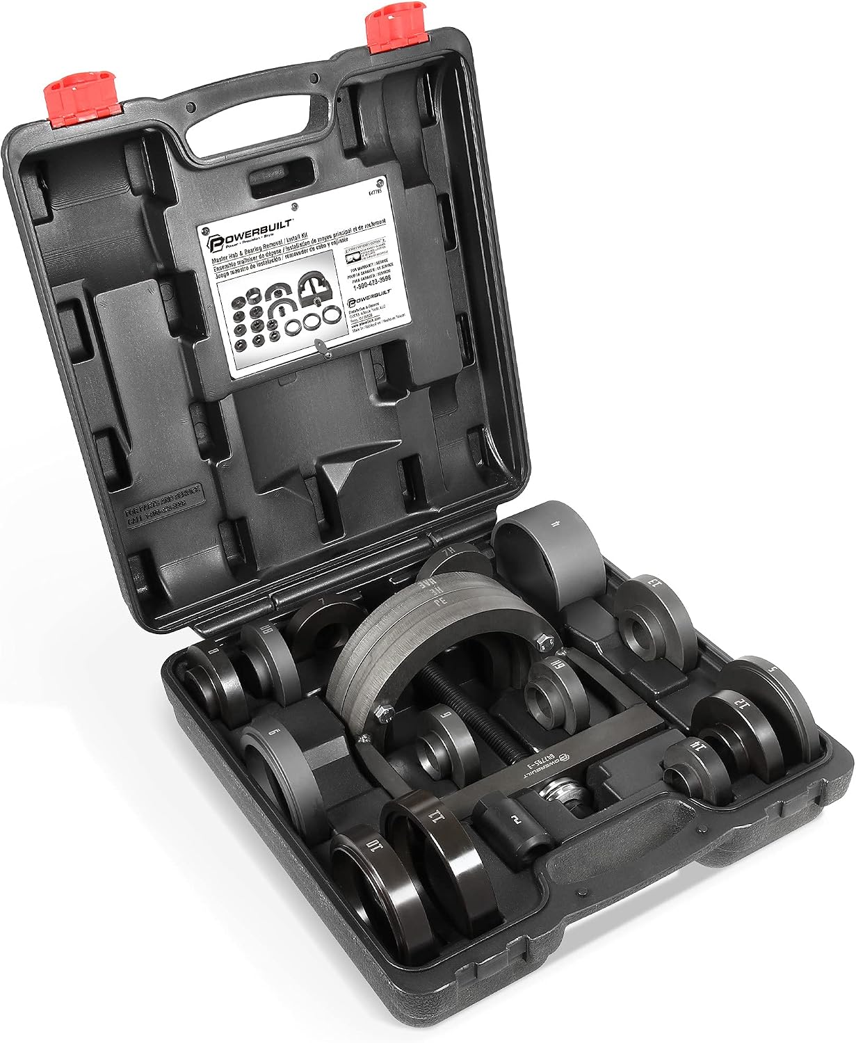 Powerbuilt 22 Pc. Master Hub and Wheel Bearing Removal and Installation Kit Self Centering Design Fits Most Front, Rear and All Wheel Drive Vehicles, Provides Easy Bearing Swaps With No Press Required