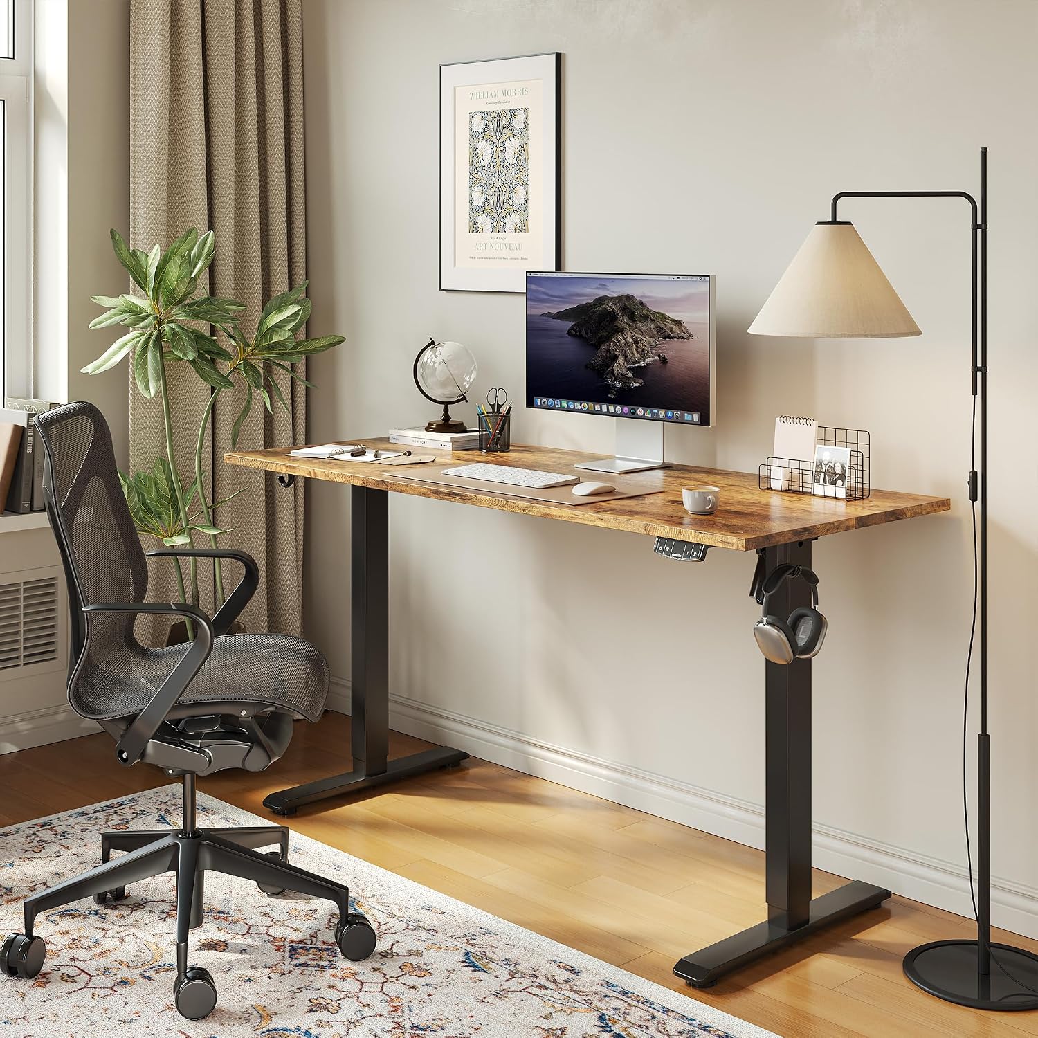 Agilestic Electric Standing Desk, 40 x 24 Inches Height Adjustable Desk, Sit Stand up for Work Office Home, Ergonomic Rising Computer Table with Memory Preset, Rustic Brown