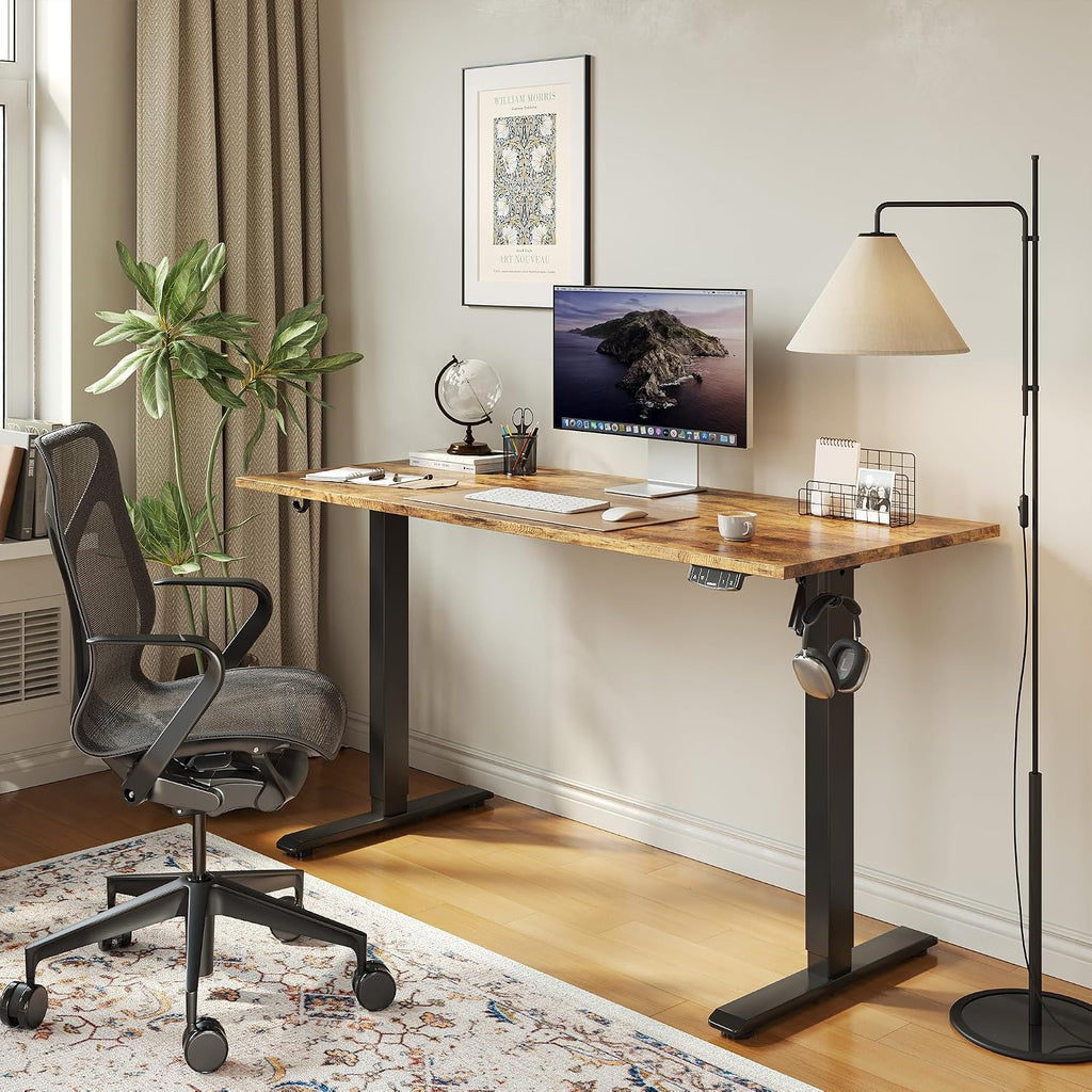 Agilestic Electric Standing Desk, 63 x 24 Inches Height Adjustable Desk, Sit Stand up for Work Office Home, Ergonomic Rising Computer Table with Memory Preset, Rustic Brown