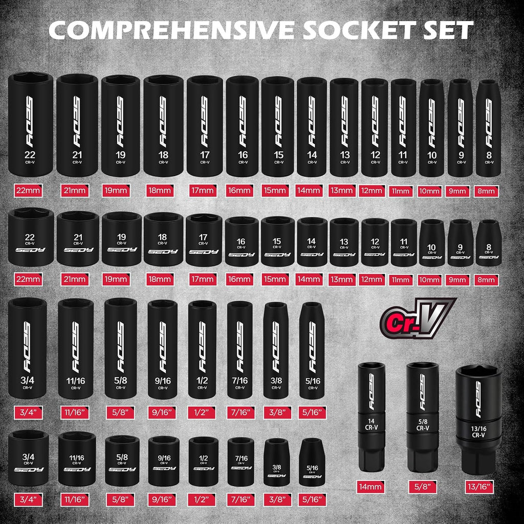 Premium 132-Piece Mechanics Tool Set, SAE/Metric 1/4' & 3/8' Drive Socket Set, Ratcheting Wrenches, Extensions & Adapters, Quick-Release Ratchet, Professional Auto Repair Tool Kit with Storage Case