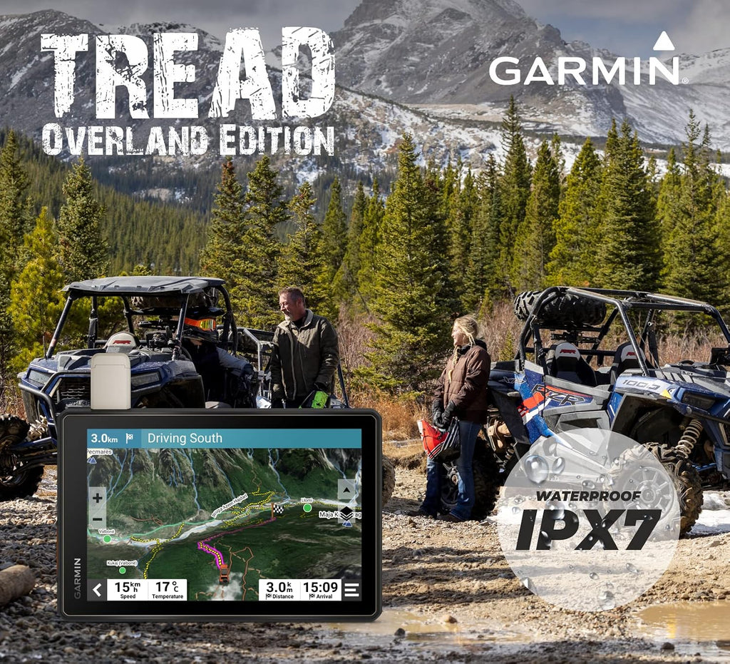 Garmin Tread Overland, All-Terrain GPS Navigator 8 in, Rugged, Built in Mapping, Ultrabright Display with Power Pack Bundle