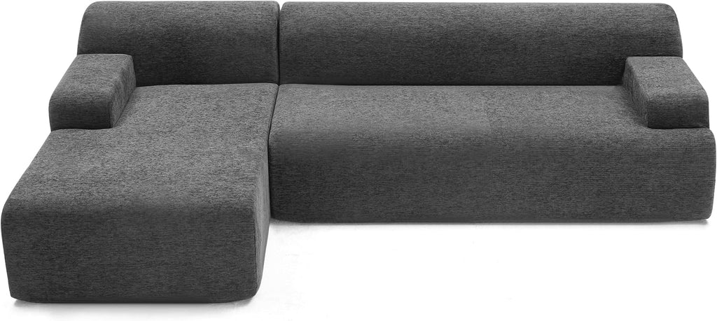 Weture 107' Modular Sectional Cloud Couch, Boneless couches Sponge sectionals for Living Room, High Density Sponges Sofa, Modular L-Shape with Chaise, Darkgrey