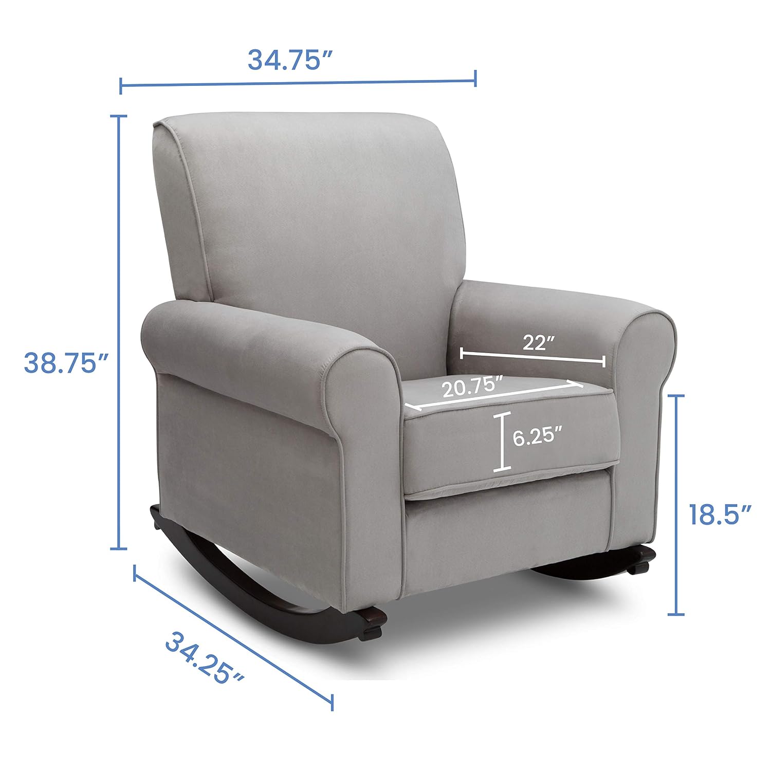 Delta Children Rowen Nursery Rocking Chair, Dove Grey