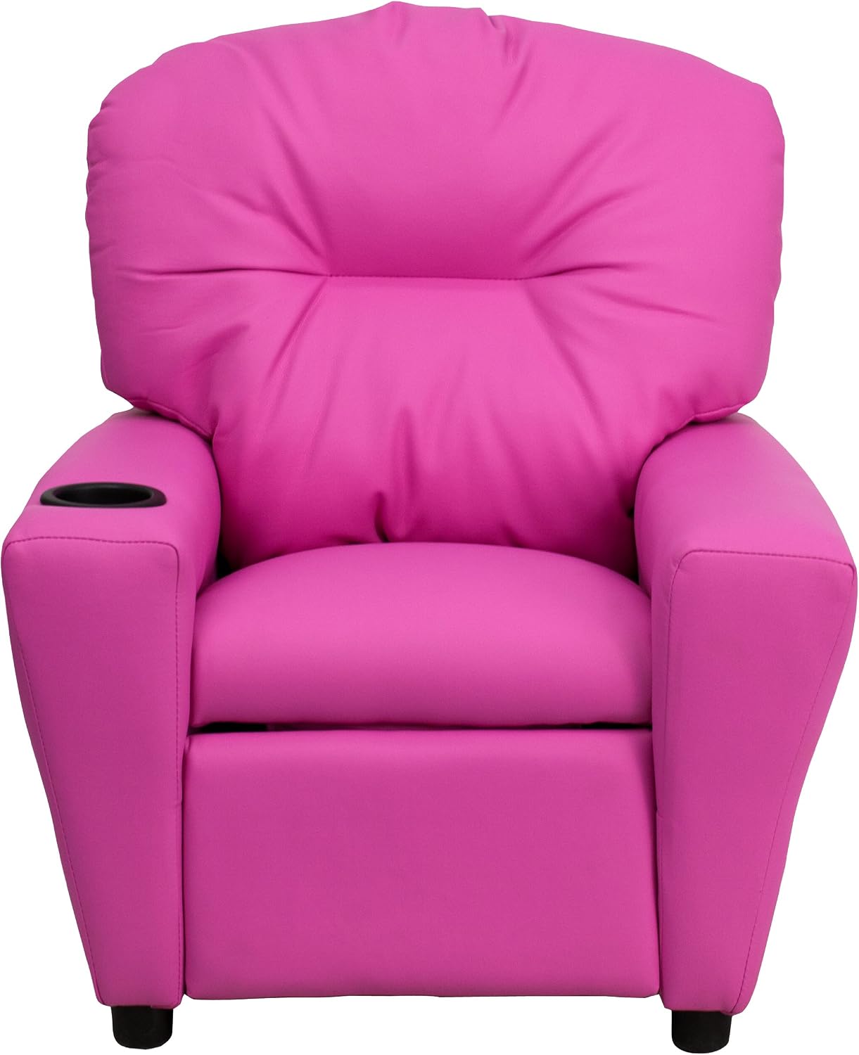 EMMA + OLIVER Hot Pink Vinyl Kids Recliner with Cup Holder