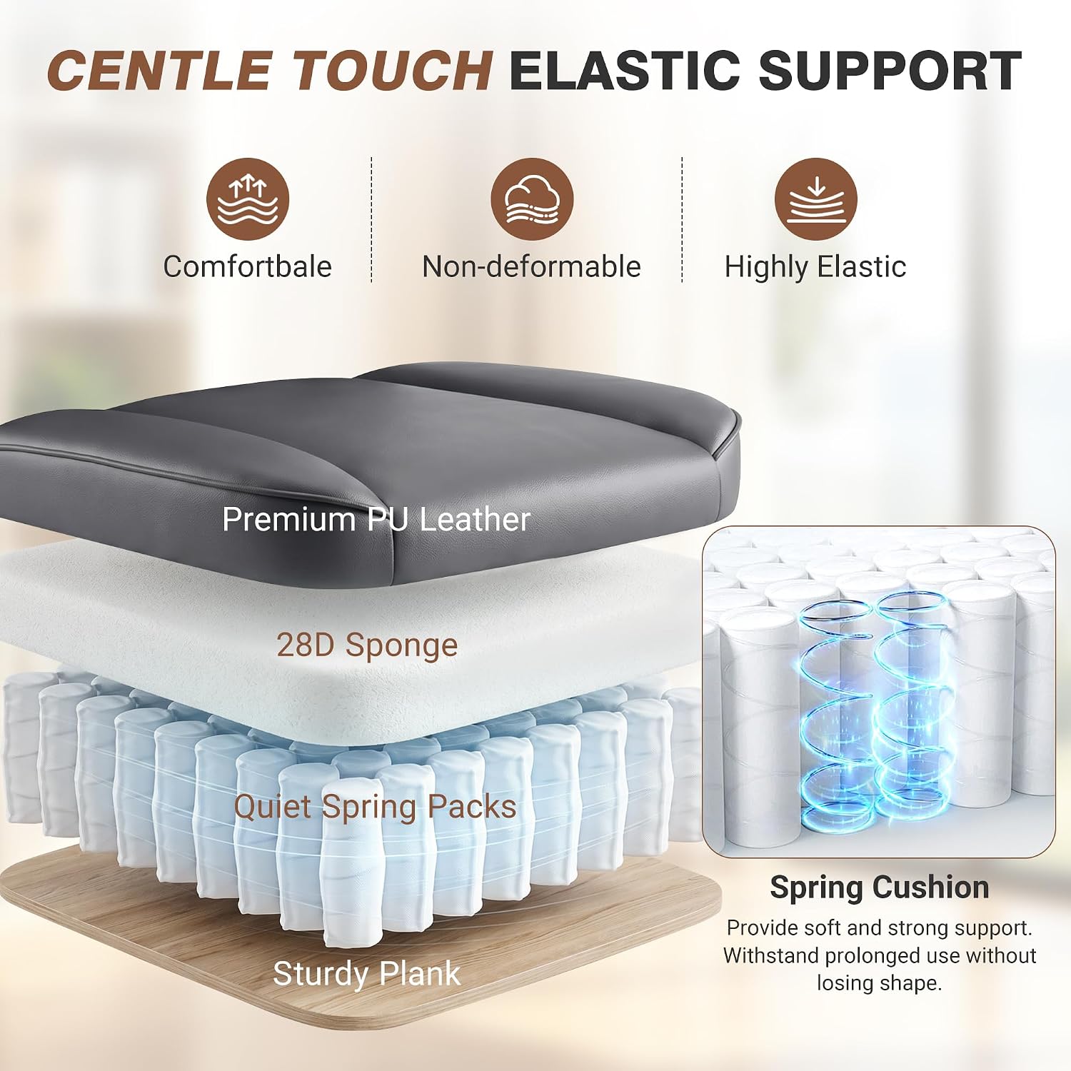 ALLGOD Office Chair Comfy, Big and Tall Executive Leather Chair, High Back Ergonomic Wide Chair with Footrest, Reclining Computer Desk Chair, Heavy Duty Gaming Chair with Padded Arm and Pillow, Grey