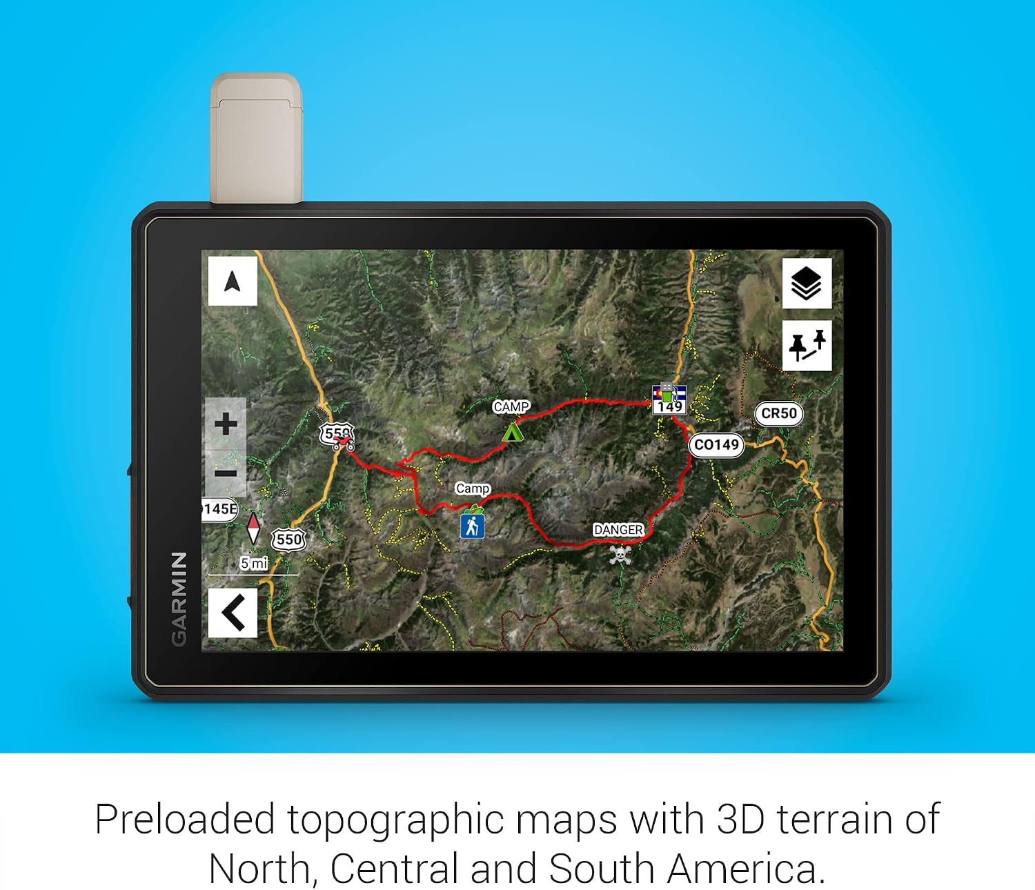 Garmin Tread Overland, All-Terrain Navigator, Rugged, Built in Mapping, iOverlander, Ultrabright Display