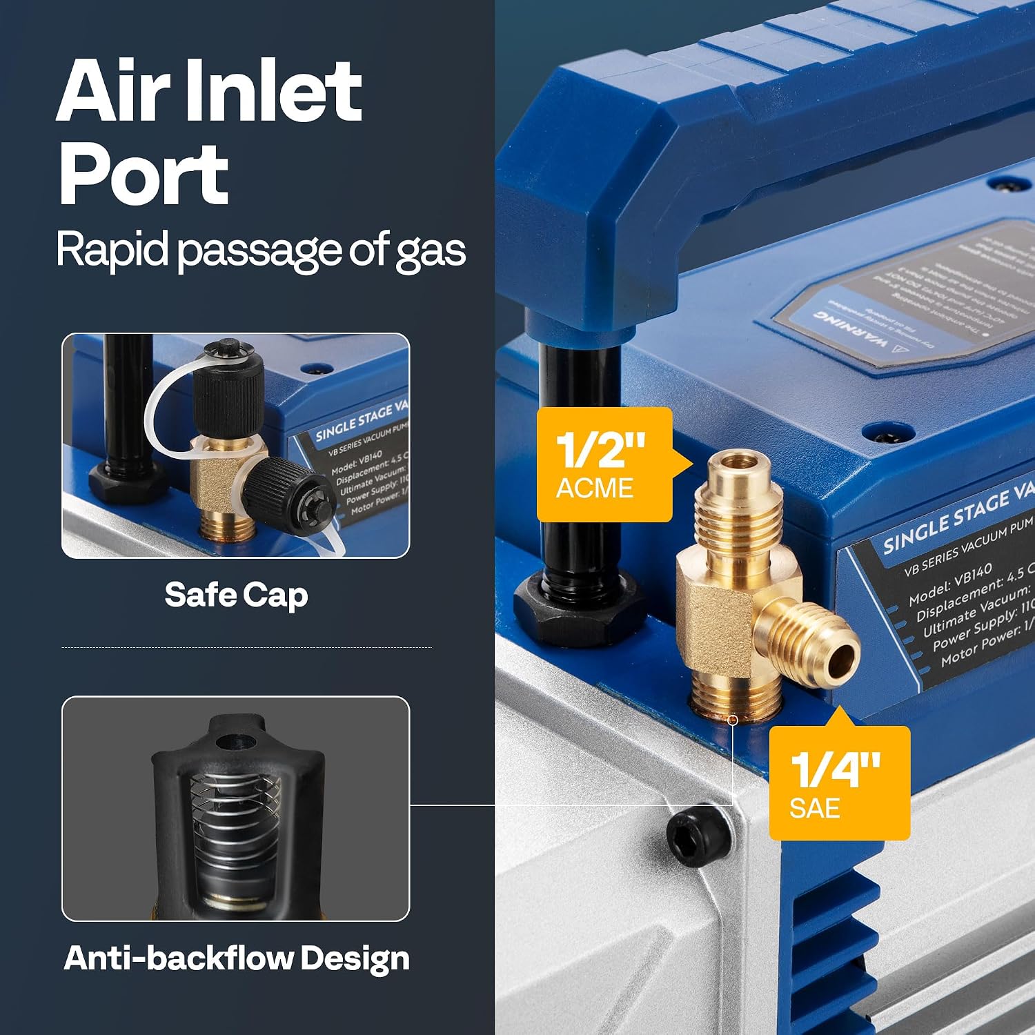 VIVOHOME 110V 1/3 HP 4.5CFM Single Stage HVAC Vacuum Pump and 4 Way AC Manifold Gauge Set Kit with Leak Detector 5ft Hoses for R134a R12 R22 R502 R410a Air Conditioning Refrigeration Recharging