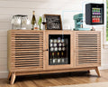 LUXOAK 60' Farmhouse Coffee Bar Cabinet with Beverage Fridge (Included), Wine Bar Cabinet with Drawer Storage, Mini Fridge Cabinet, Sideboard Cabinet for Dining Room, Living Room-Brown