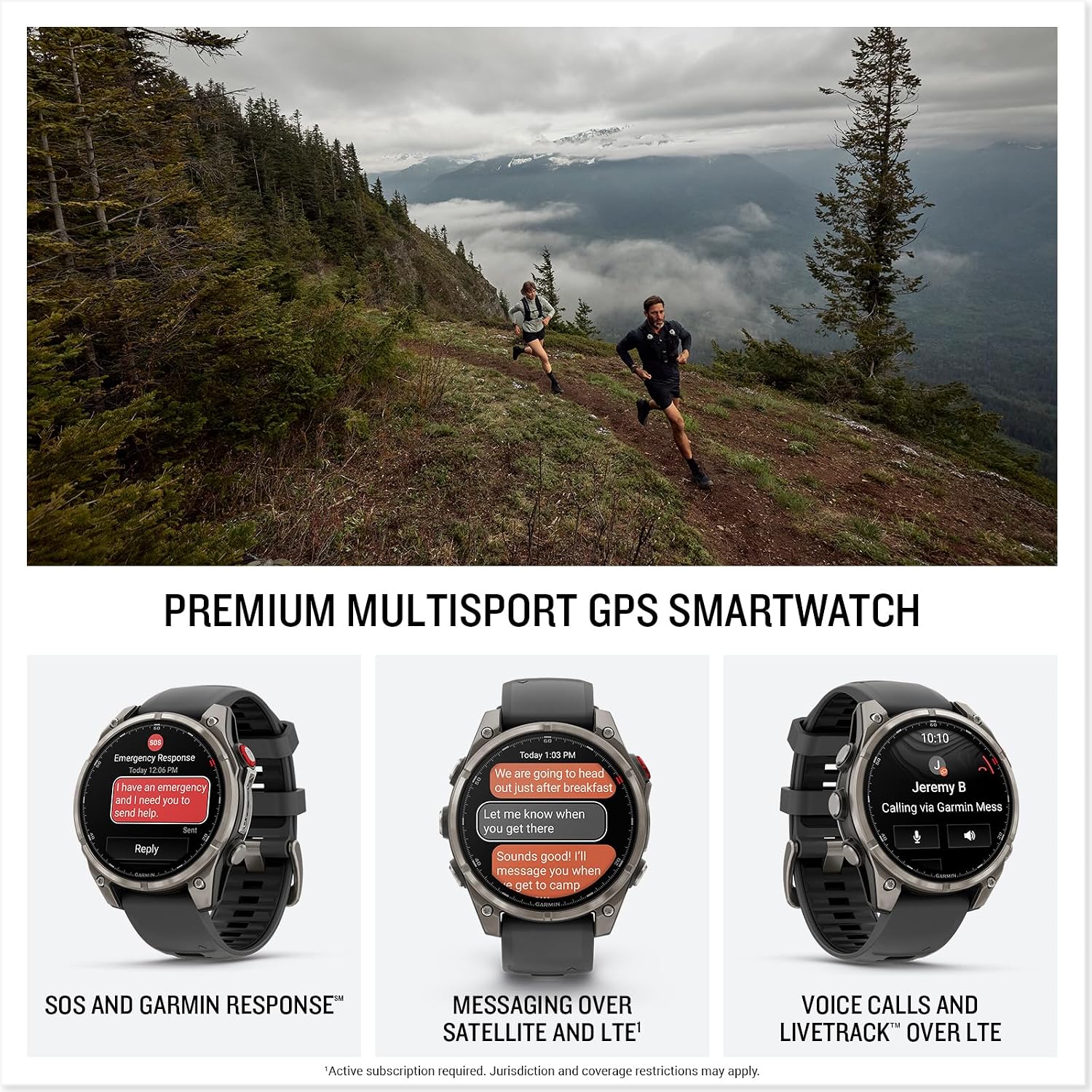Garmin Fenix 8 Pro, 47mm, AMOLED Display, Premium Multisport GPS Smartwatch, inReach Technology for Emergency Survival, Health Tracking | Titanium/Graphite, Signature Series Modern Power Stand
