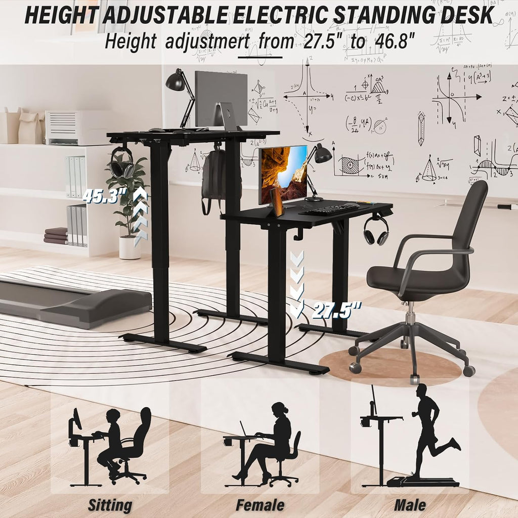 Kingant Standing Desk Height Adjustable Small Electric Stand Up Desks [35 x 20 Inch] - Ergonomic Sit Stand Desk Rising Desks for Home Office Computer Desk Stand Desk Workstation