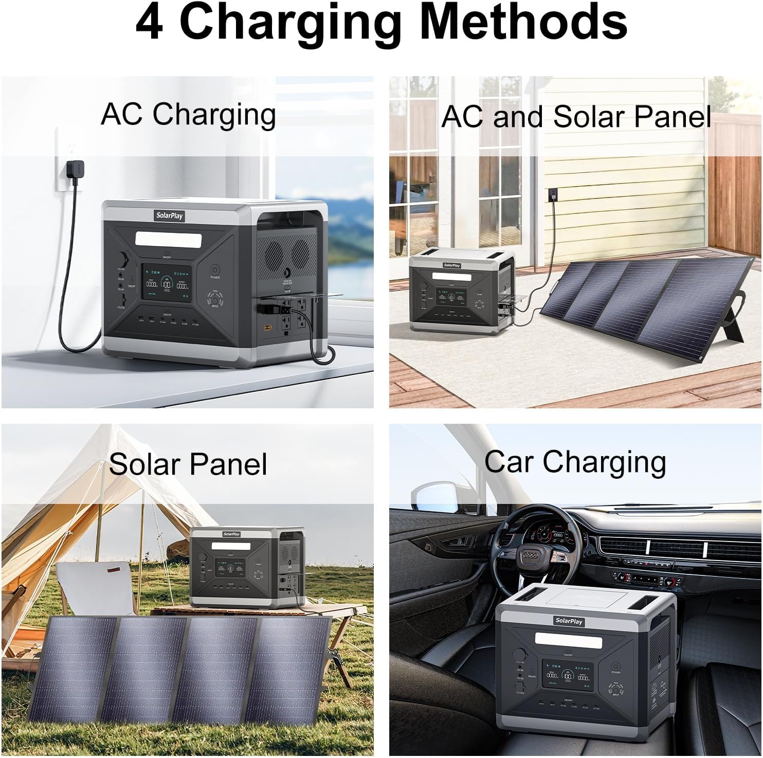 SolarPlay 2400W Portable Power Station, Solar Generator 2160Wh with LFP Battery, 1.5Hrs Fast Charging Emergency Power Station for Camping RV Home (Solar Panel Optional)