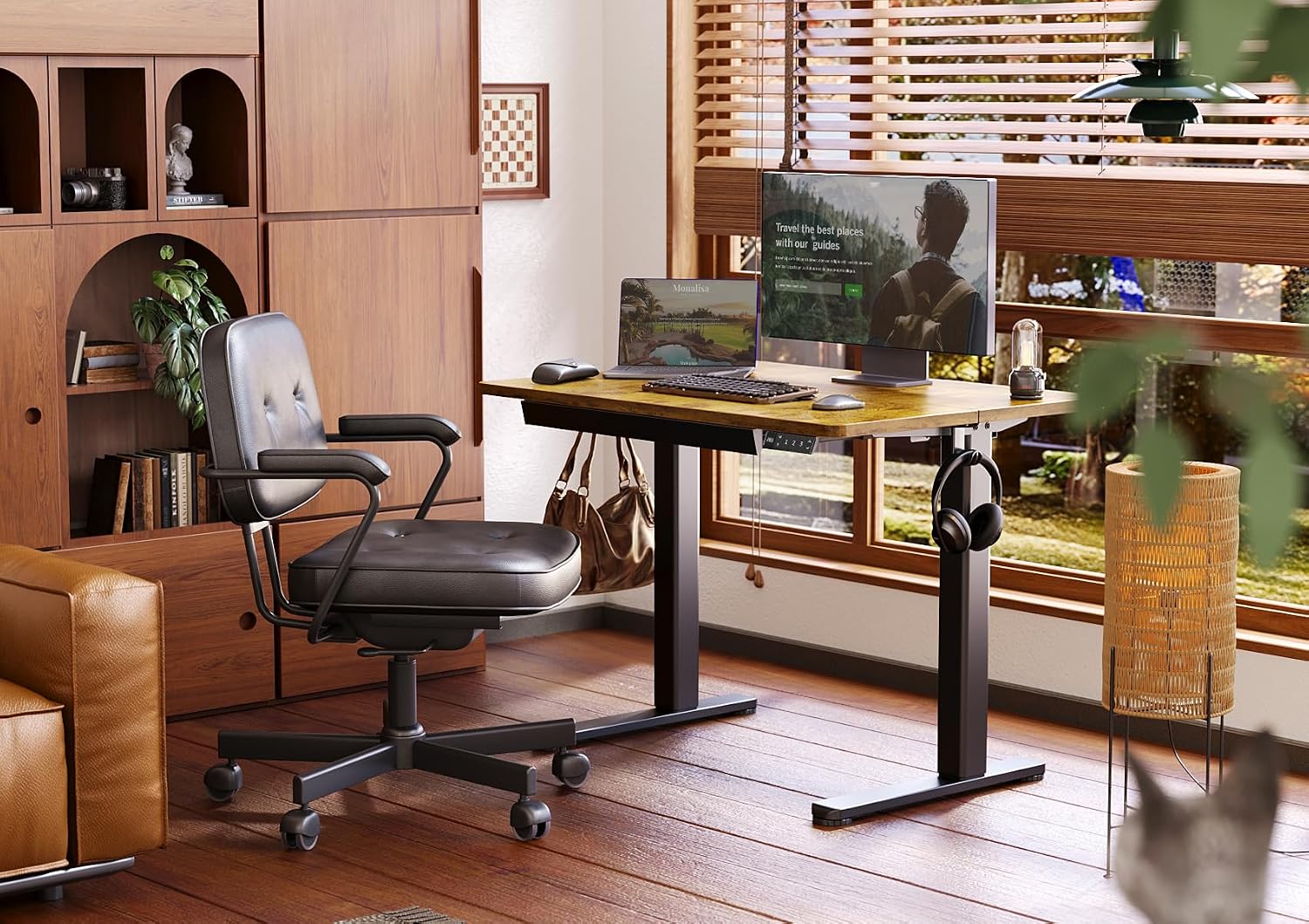 Claiks Standing Desk with Drawers, Electric Standing Desk Adjustable Height, Stand Up Desk Computer Workstation, 40 Inch, Rustic Brown